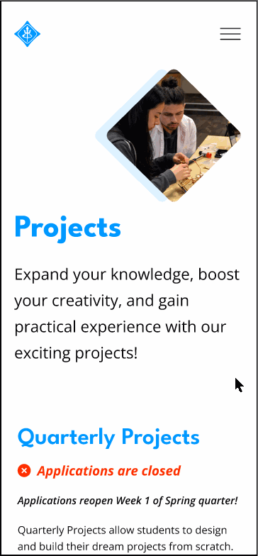 Mobile Projects Page