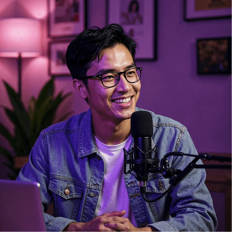 Man podcast recording