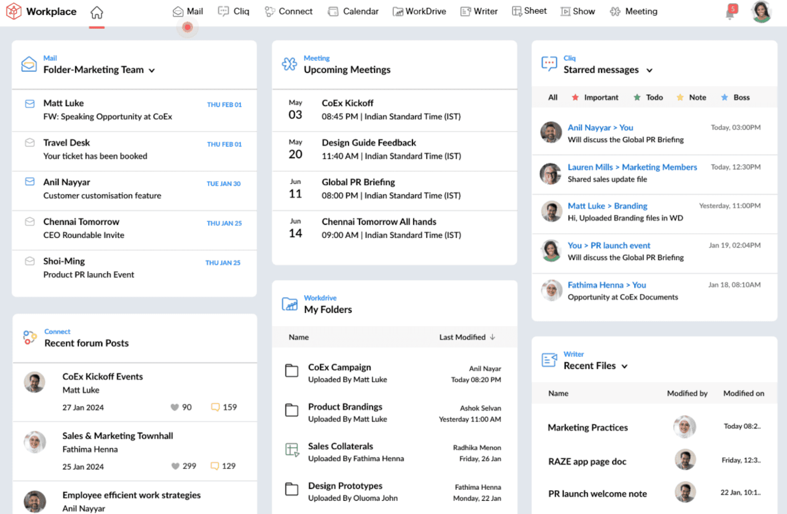 Communication hub on Zoho Workplace
