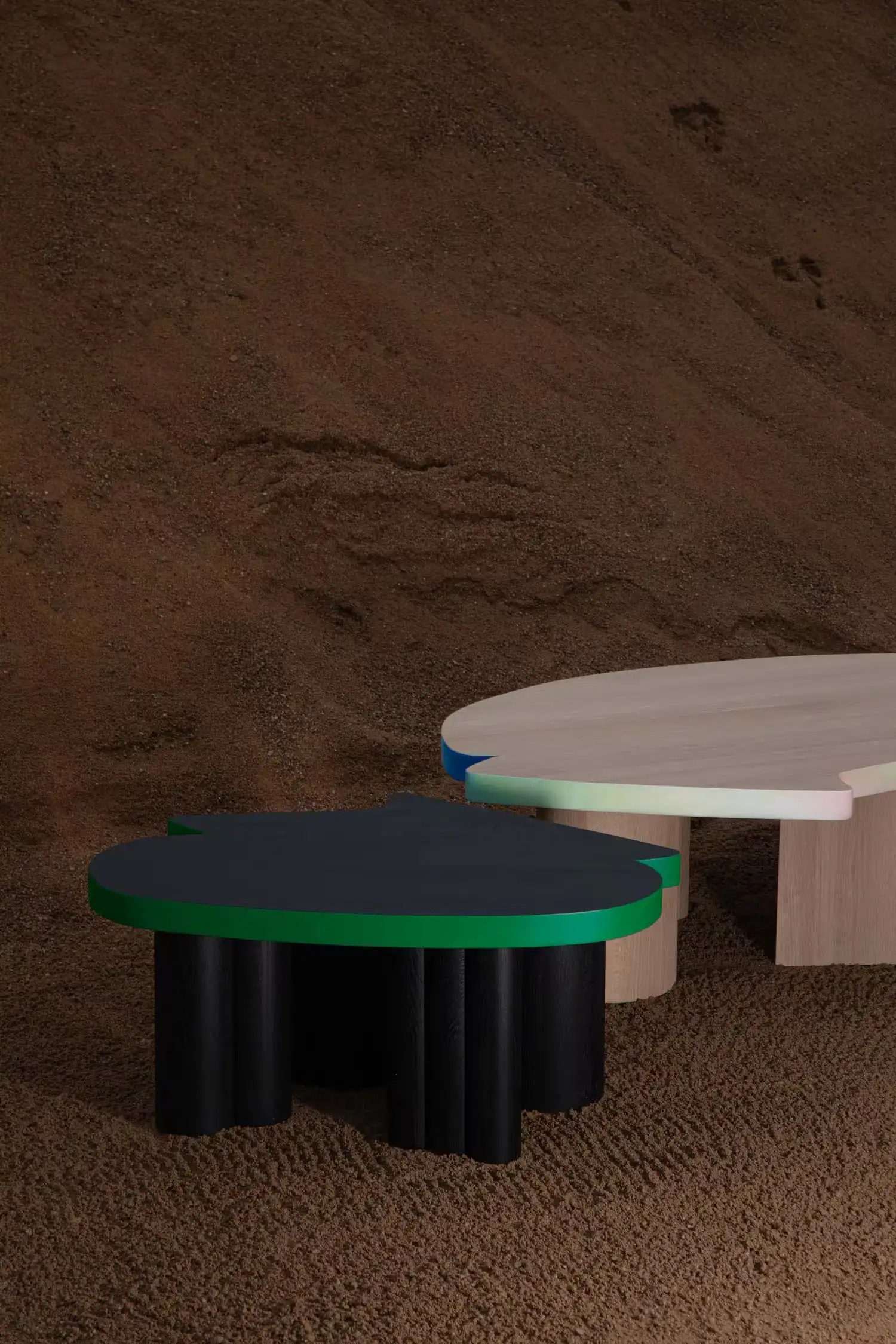 Minimalist organic coffee table with fluid silhouette from the Cloudy Impromptu collection by Jiří Krejčiřík