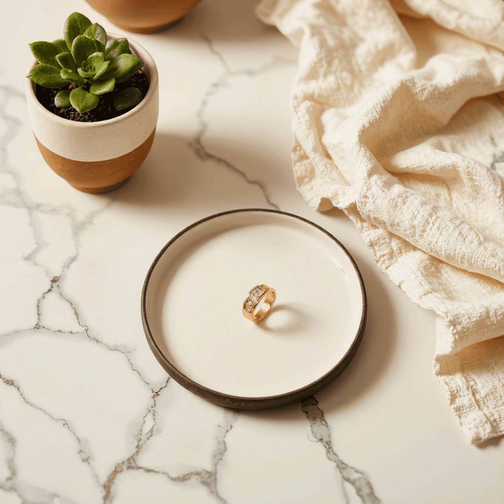 product photography of gold ring