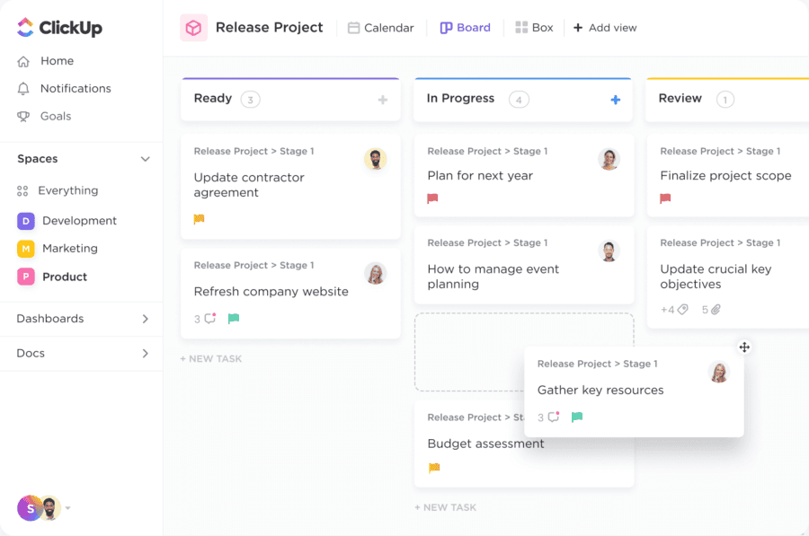 ClickUp Board View Drag and Drop
