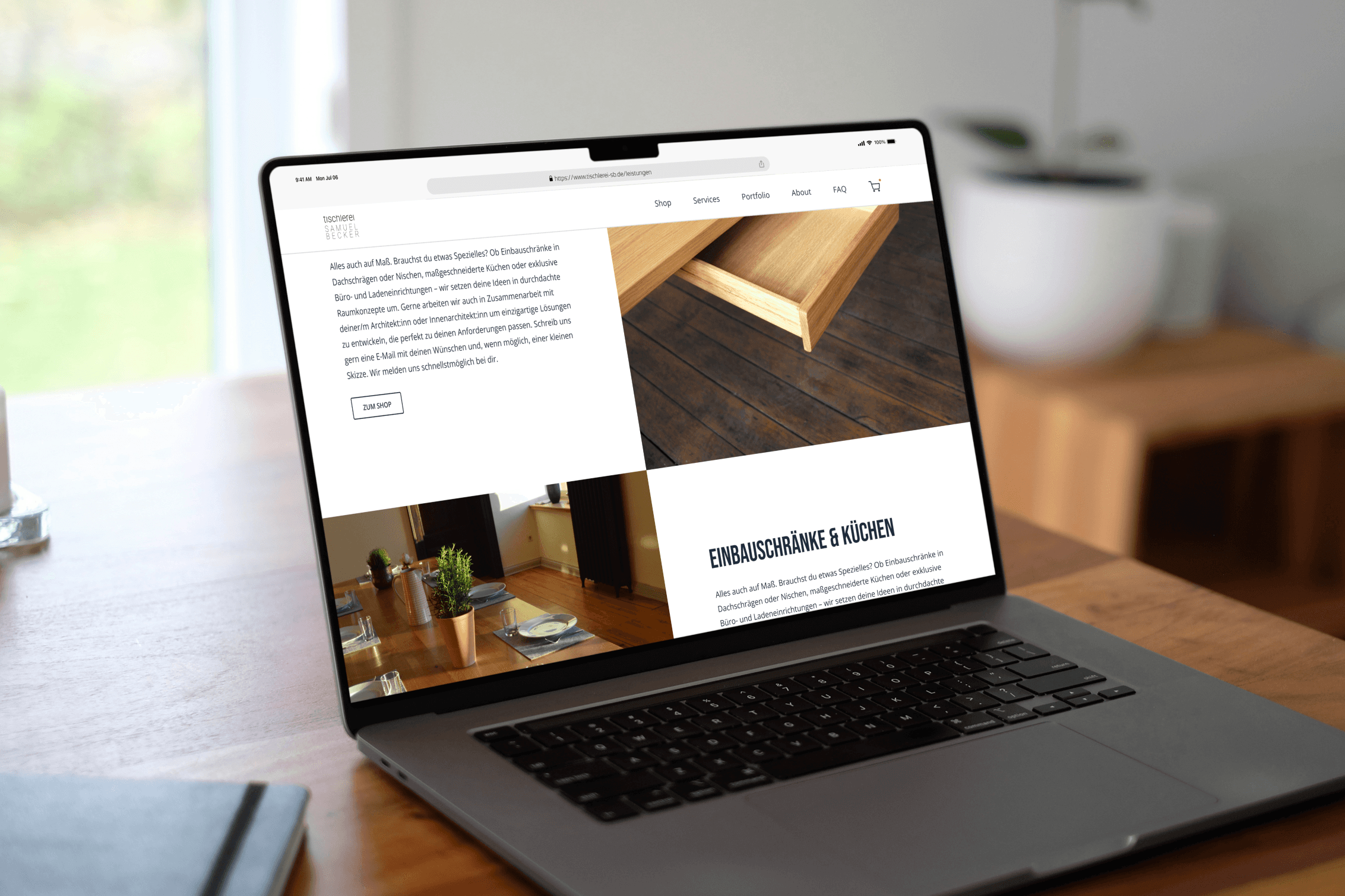 UI Design Website Tischlerei Samuel Becker