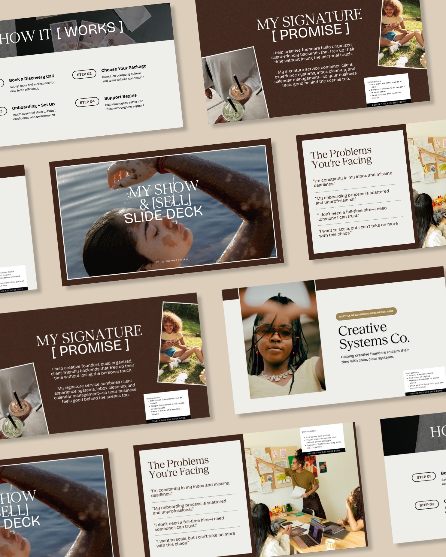 Canva slide deck template for Her Support System