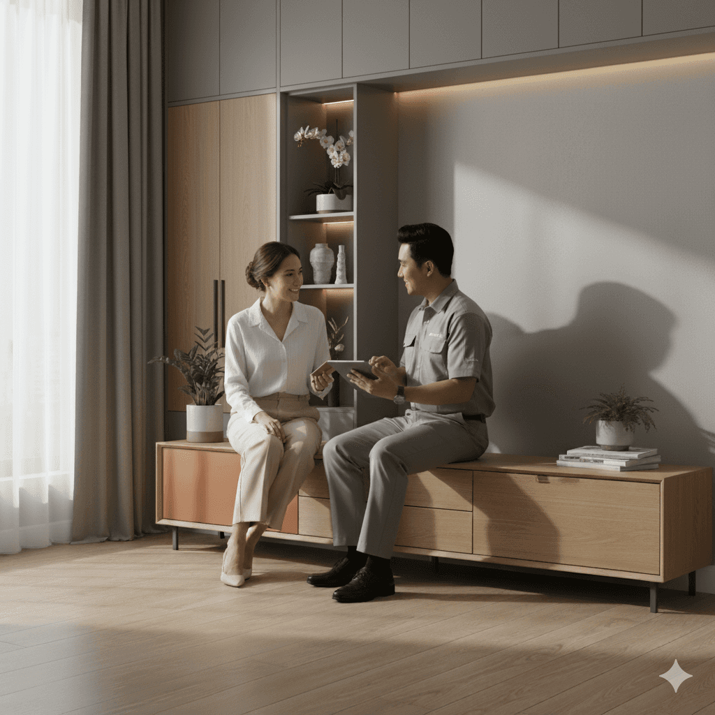 A serene outdoor lounge area with two chairs surrounded by lush greenery and natural light streaming in.