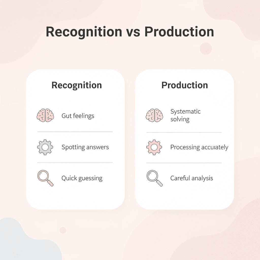 Comparison between recognition and production approaches
