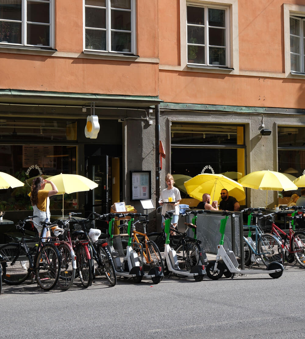 Shop front of the Greasy Spoon restaurant in Kungsholmen