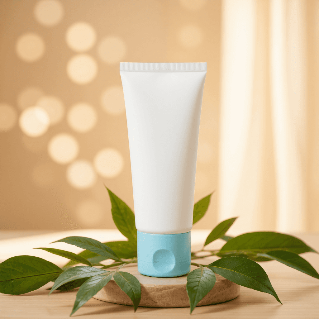 product photography of tube of moisturizing cream for sensitive skin