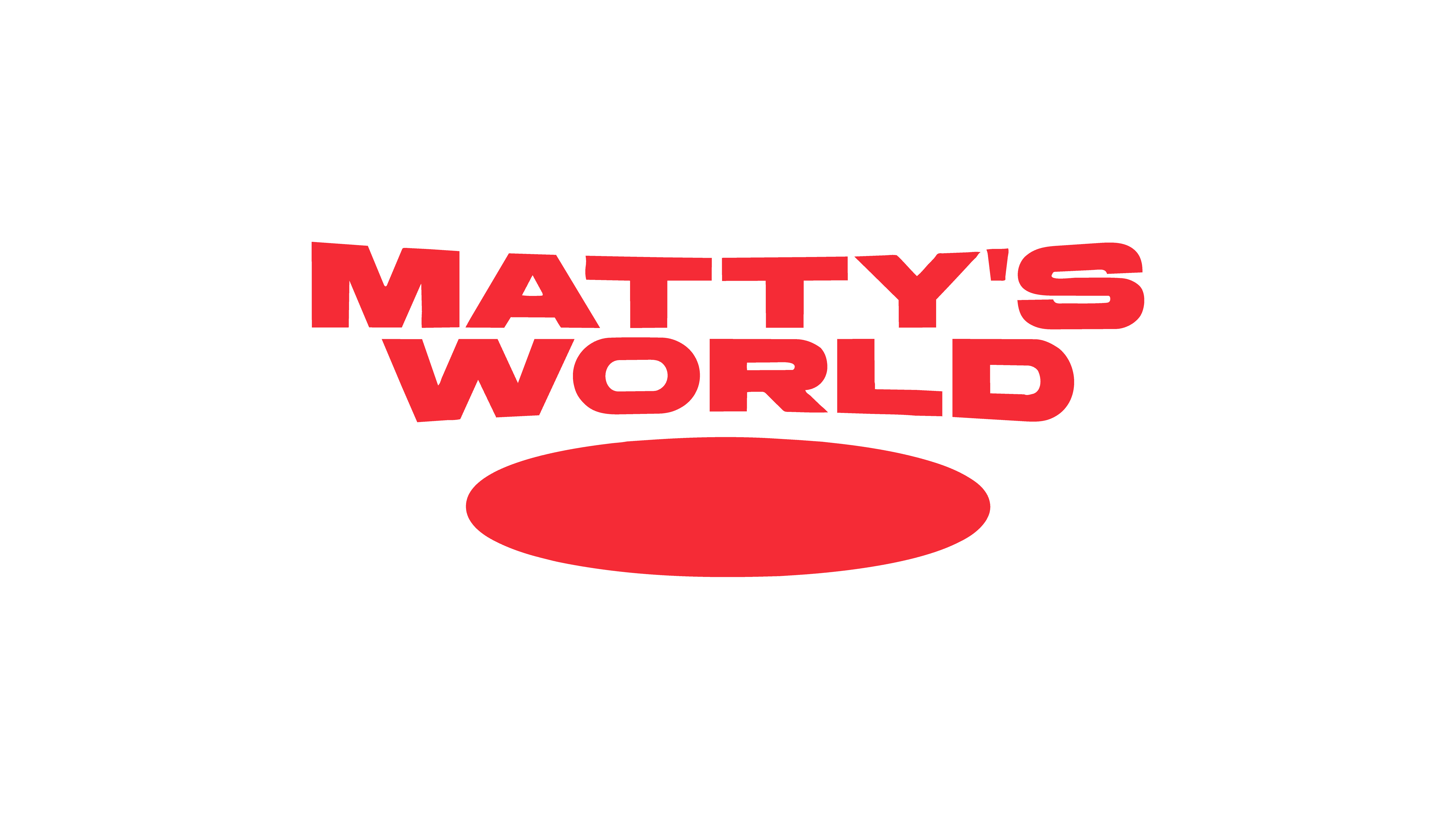 Matty’s World logo in bold red typography, representing the umbrella identity connecting Matty Matheson’s restaurants, products, media, and brands.