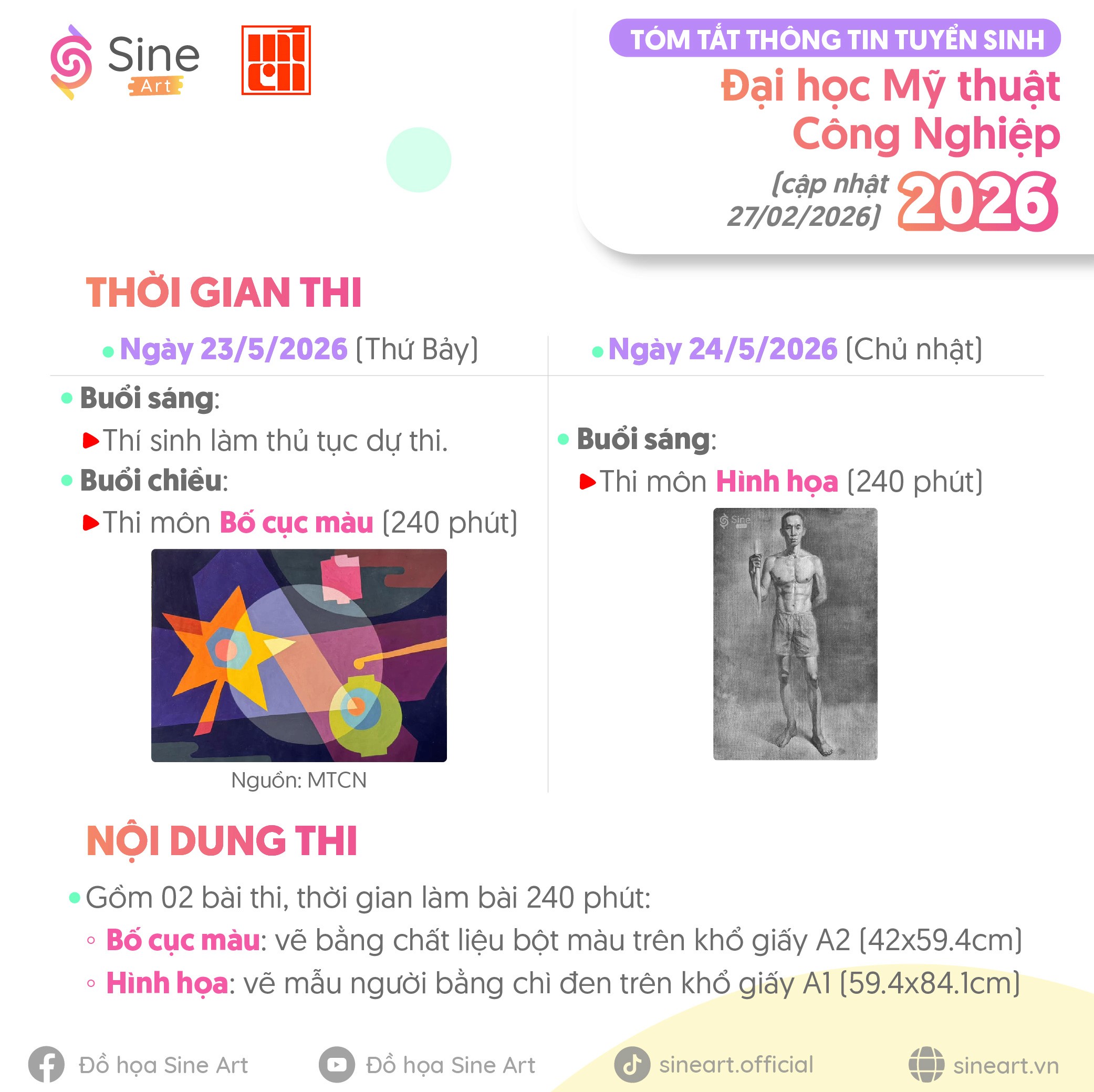 Tóm tắt thông tin tuyển sinh của trường Mỹ thuật Công Nghiệp năm 2026 (cập nhật 26/03/2026)