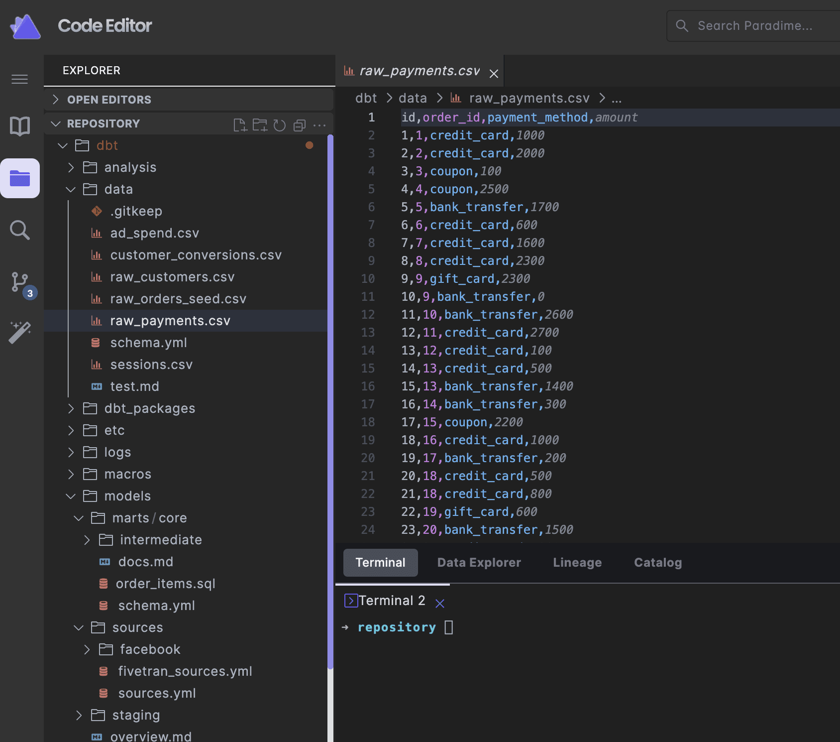 Visual representation of color-coded columns for better readability | Scratchpad | paradime.io