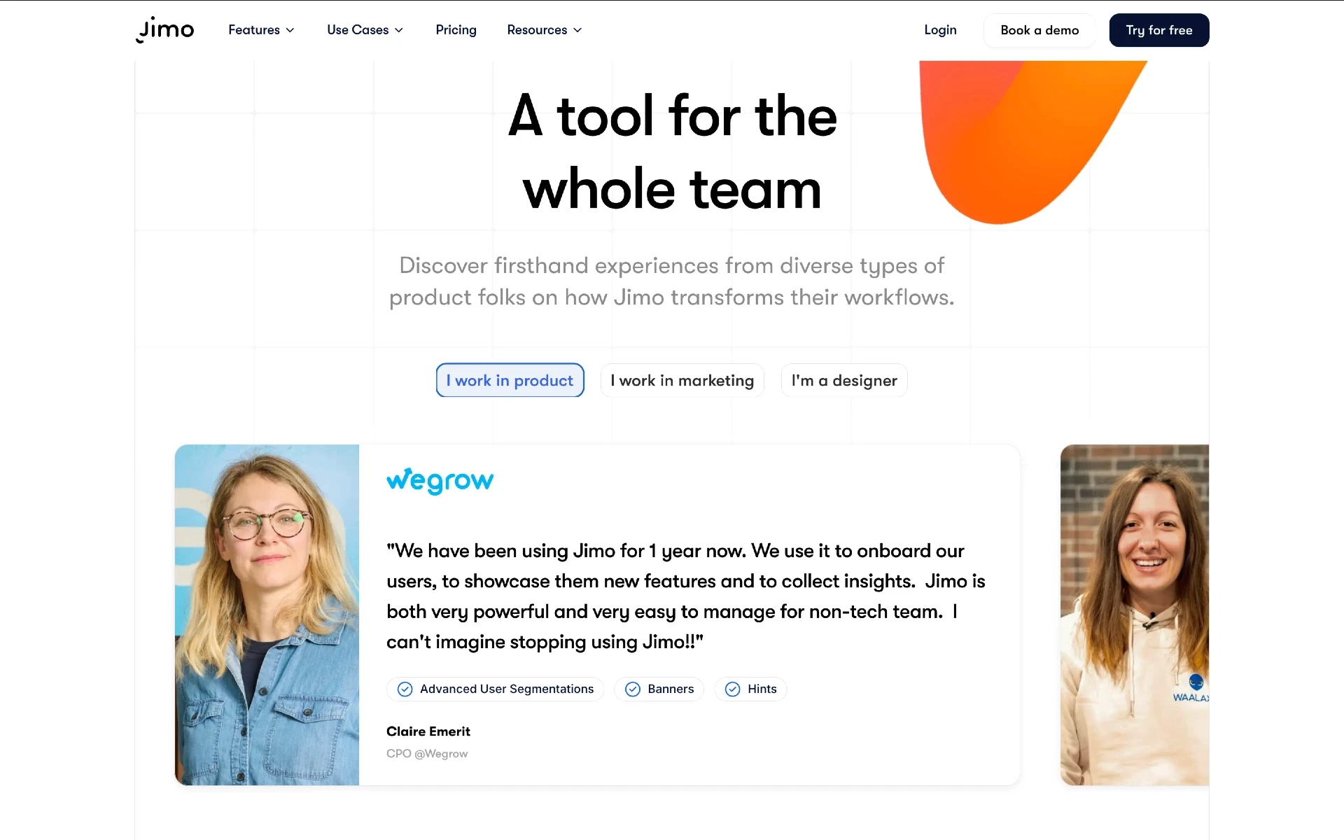 A testimonials section on a SaaS landing page