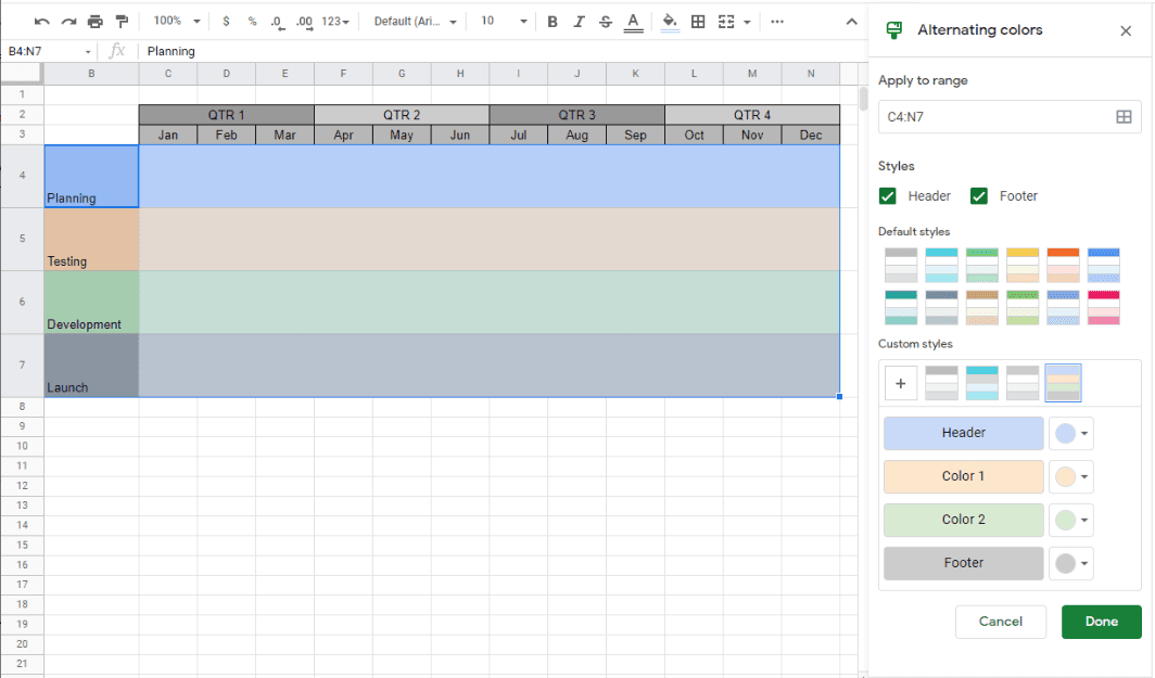 Google sheets
