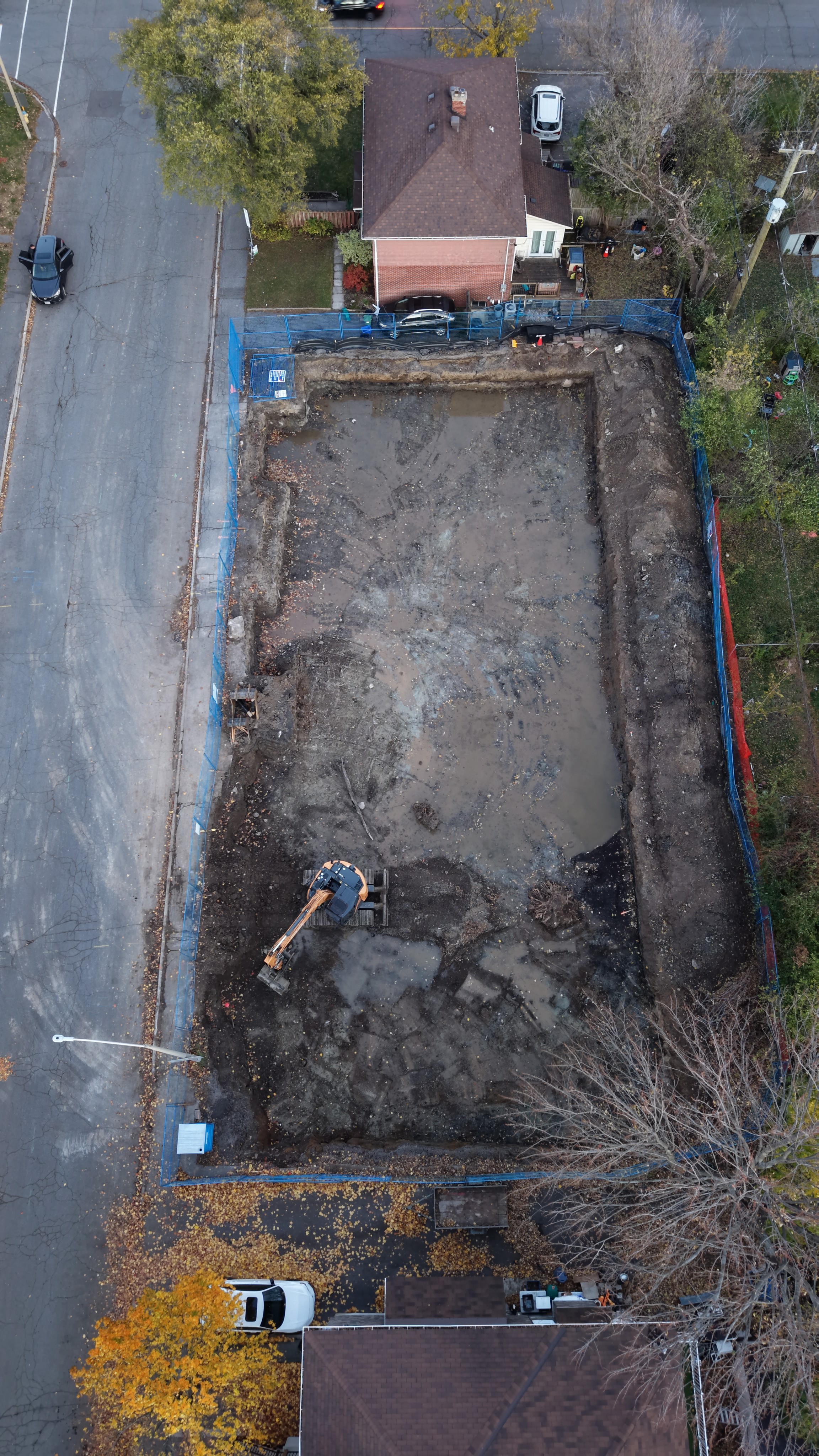 Aerial view of a cleared infill site