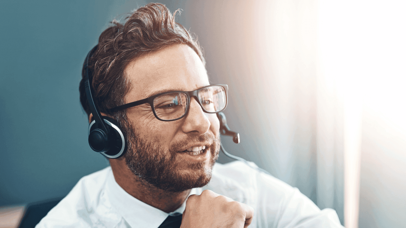 Photo of a sales representative with a headset