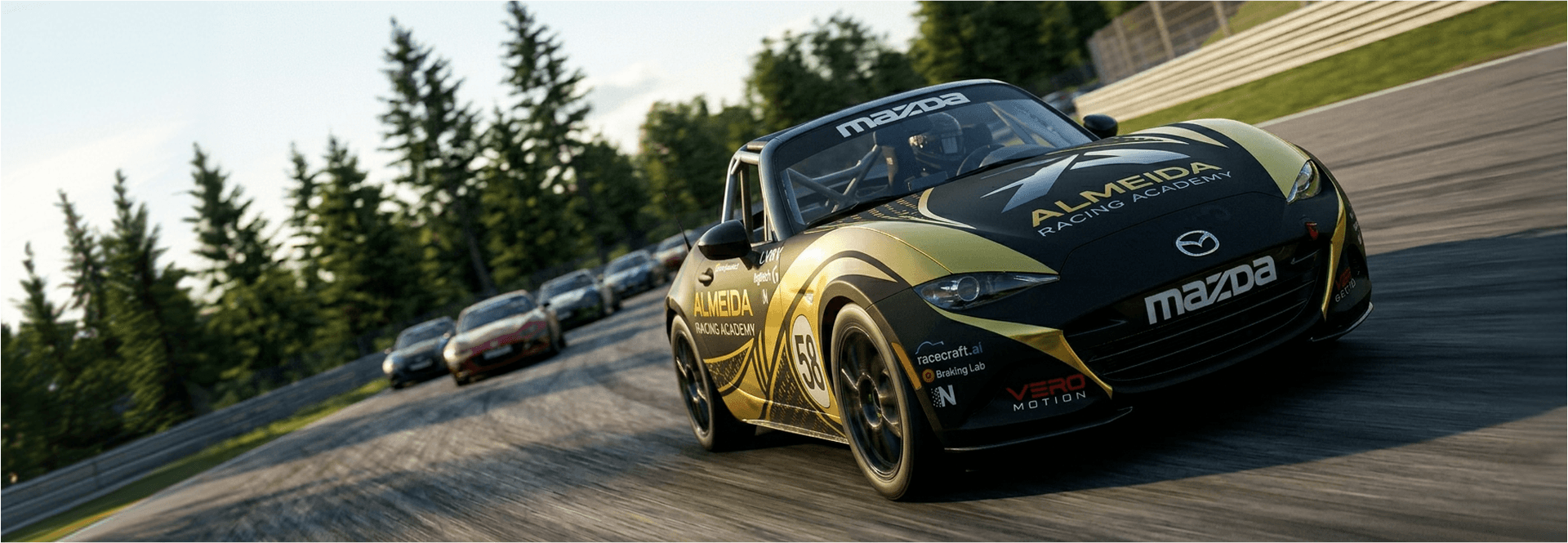 Almeida Racing Academy Livery Formula 1 Car Driving Around the Corner