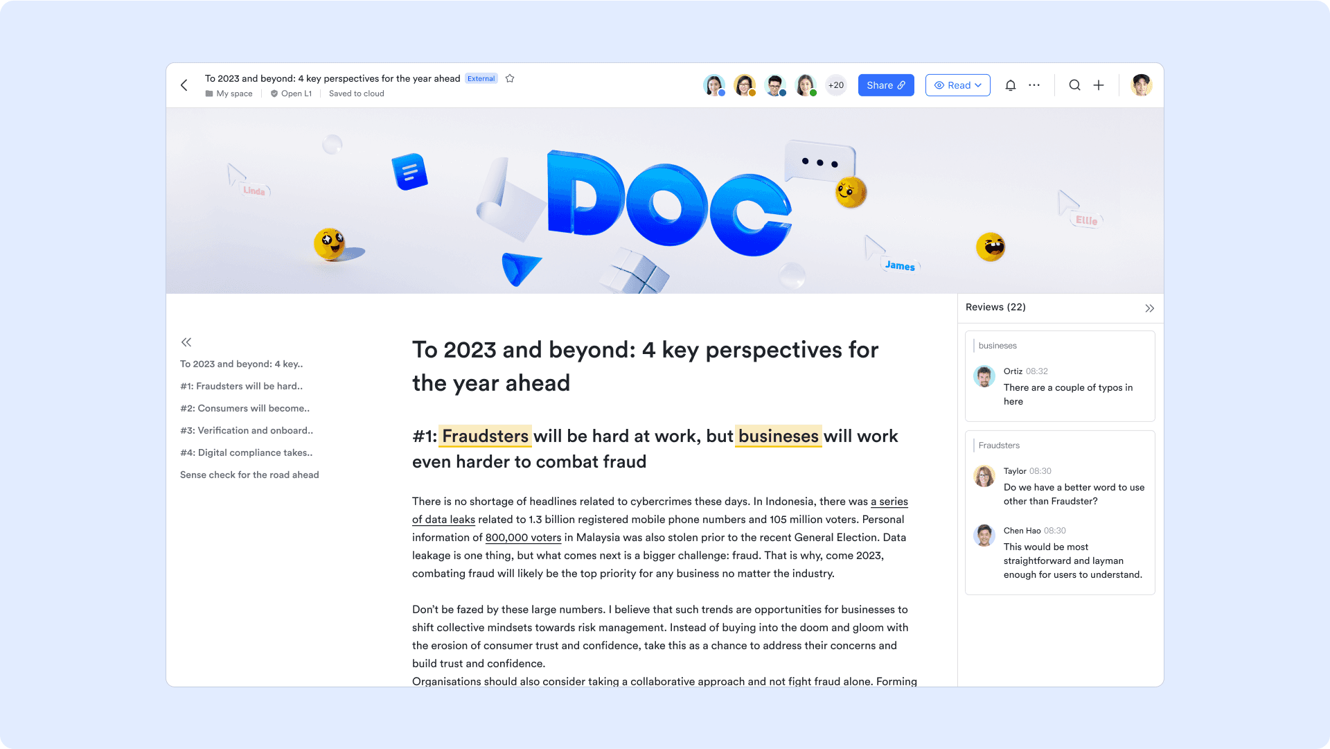 Eliminate endless email chains with real-time document feedback