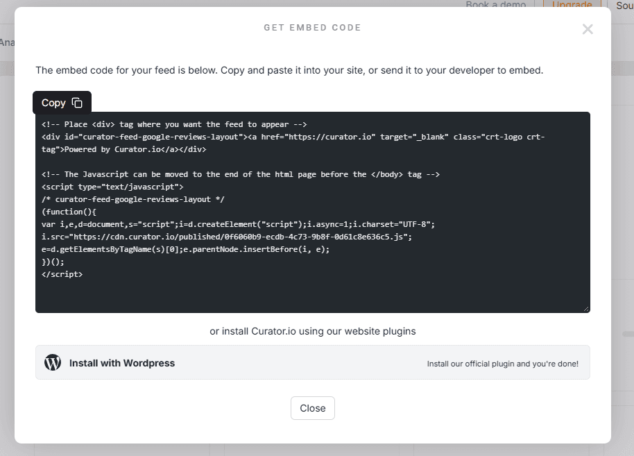 paste the embed code