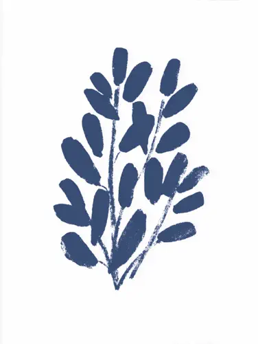 Blue leafy branch illustration