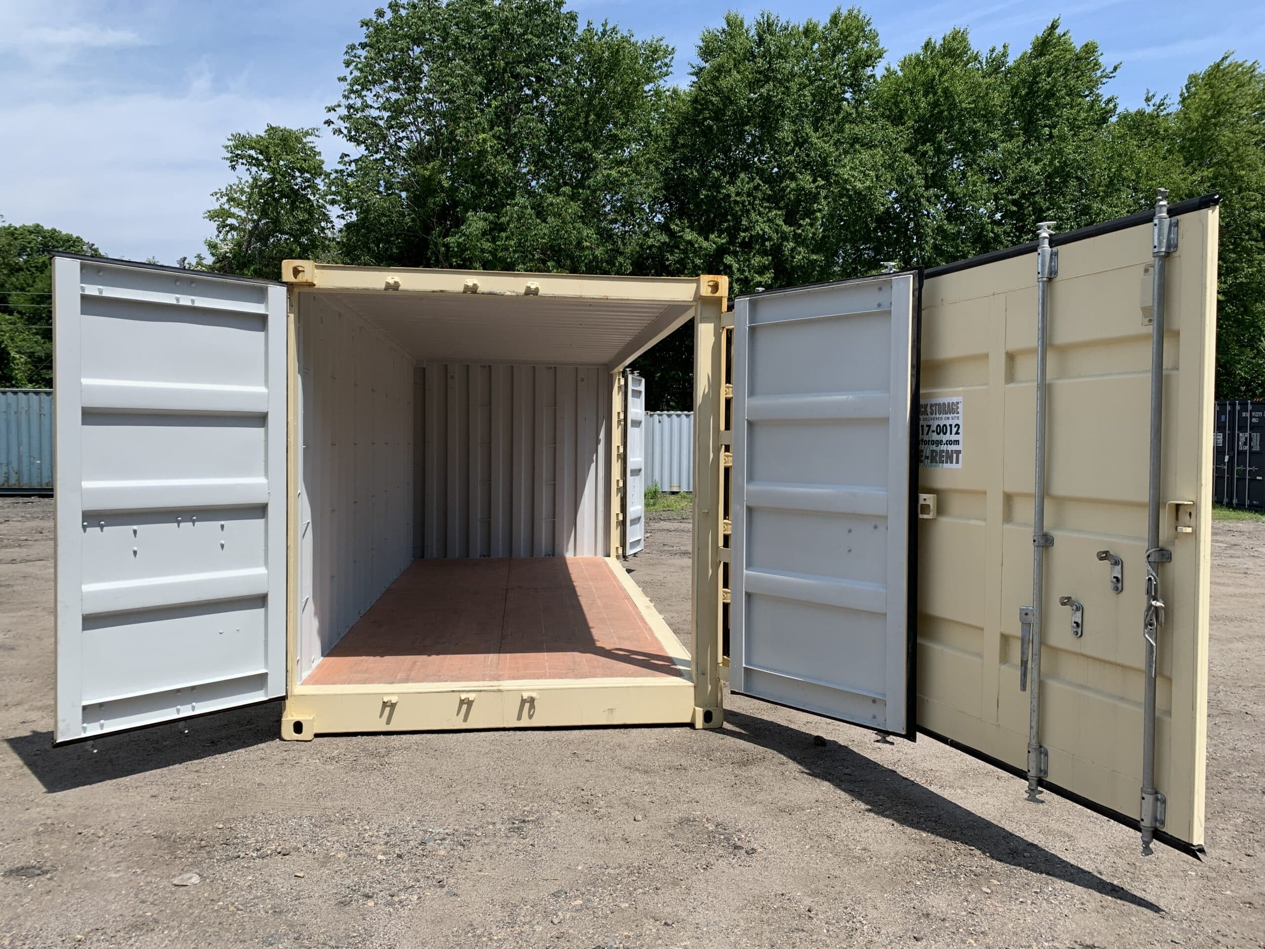20' Open Side container with all doors open front view