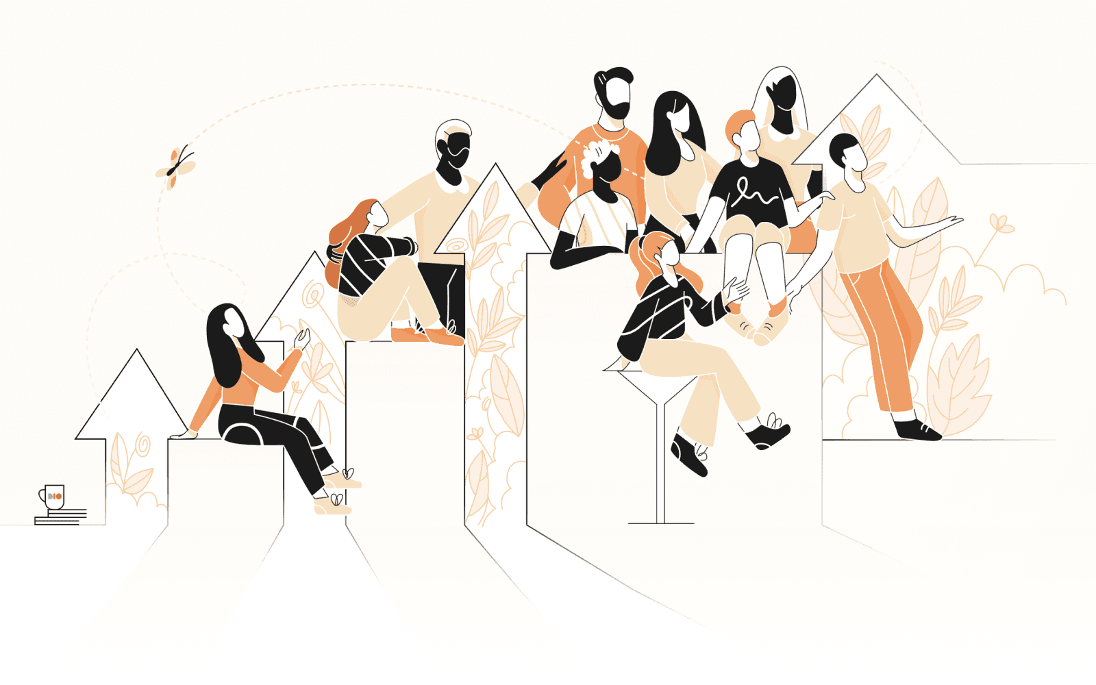 An illustration of people networking