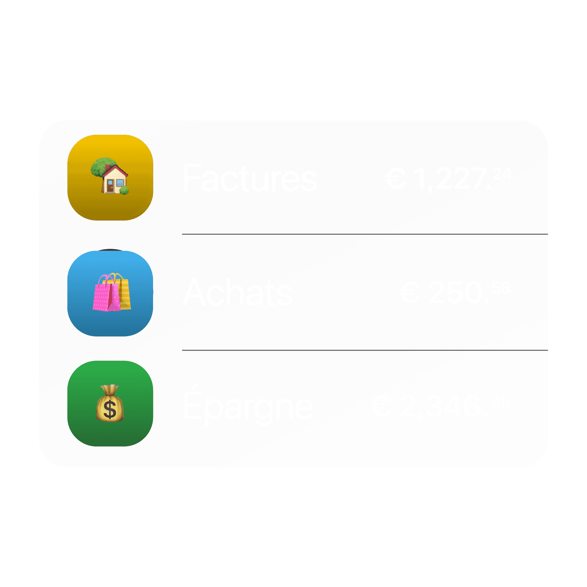 Un smartphone affiche une interface d'application sombre avec des boutons colorés pour diverses fonctionnalités.