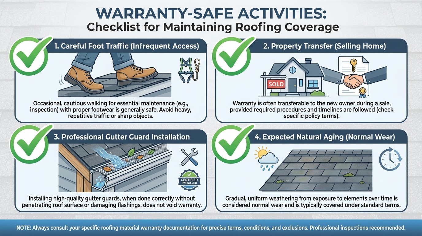 Safe activities that will not void your roof warranty checklist