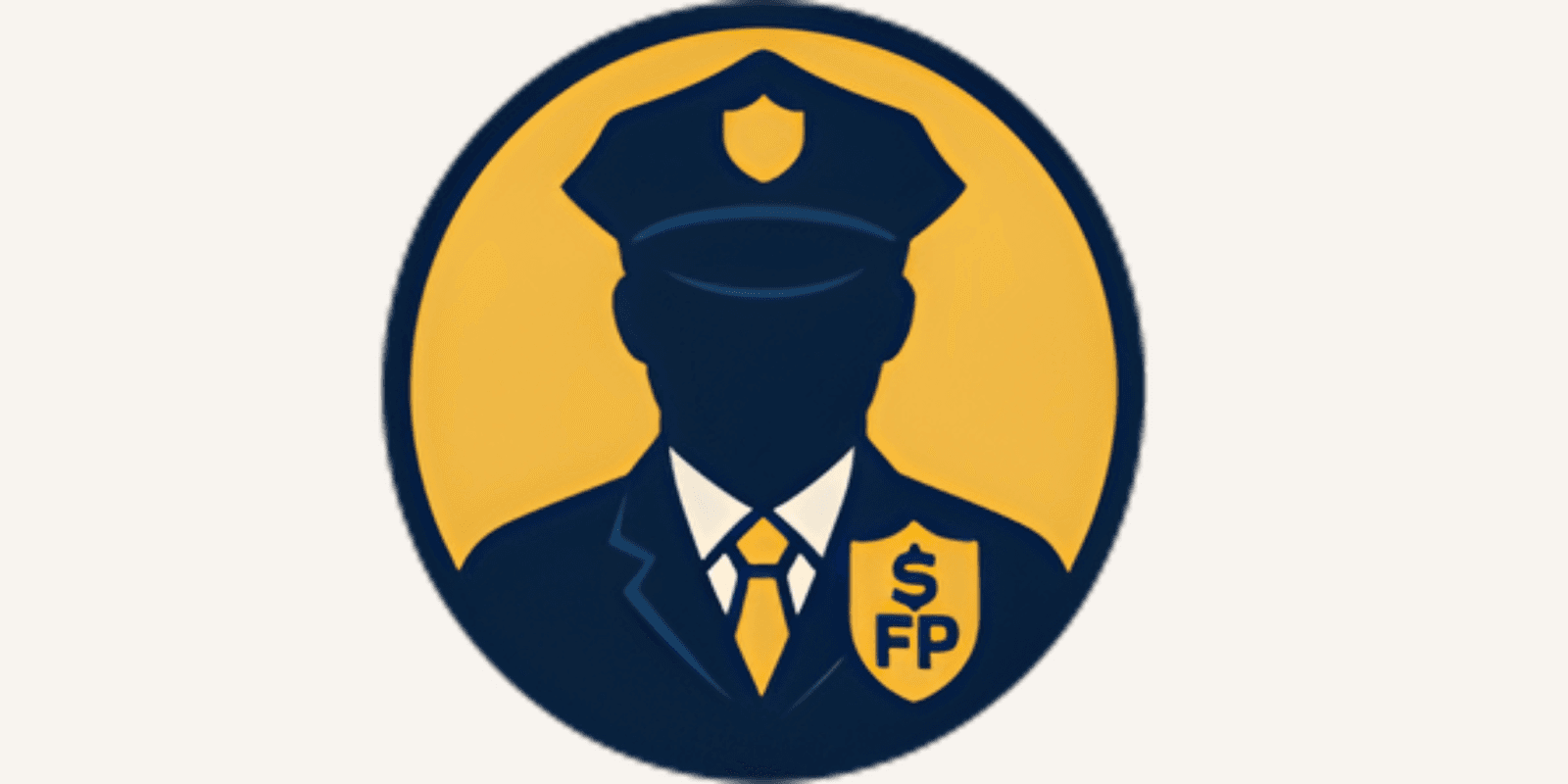 "FinancePolice.com logo with a police officer silhouette, representing Pooja Siloliya’s platform for simplifying personal finance and empowering users."