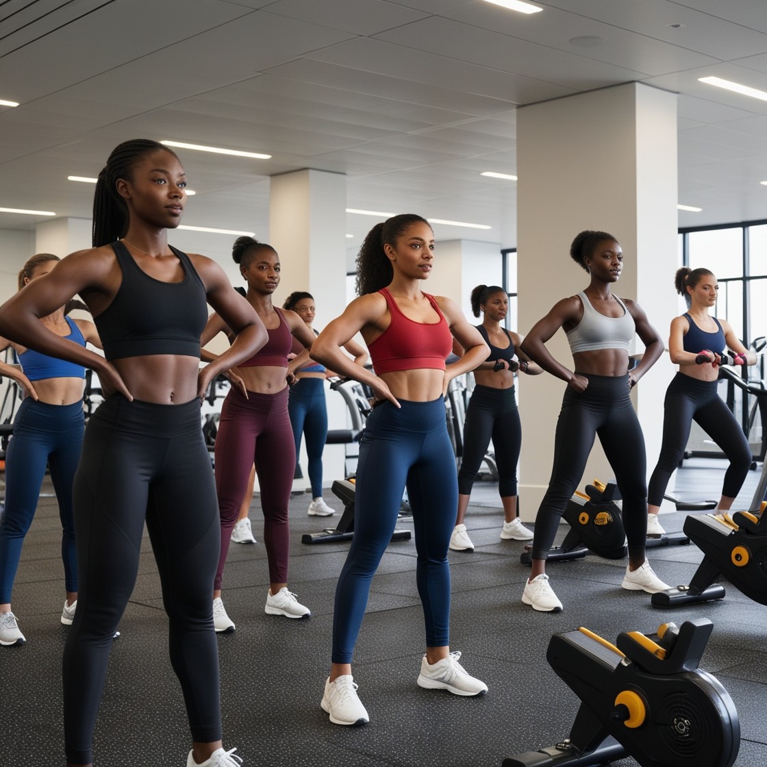 mujeres en una clase de cardio