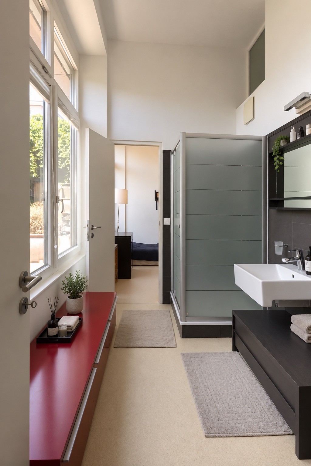 Salle d'eau avec douche à l'italienne, appartement à vendre à Cheseaux-sur-Lausanne