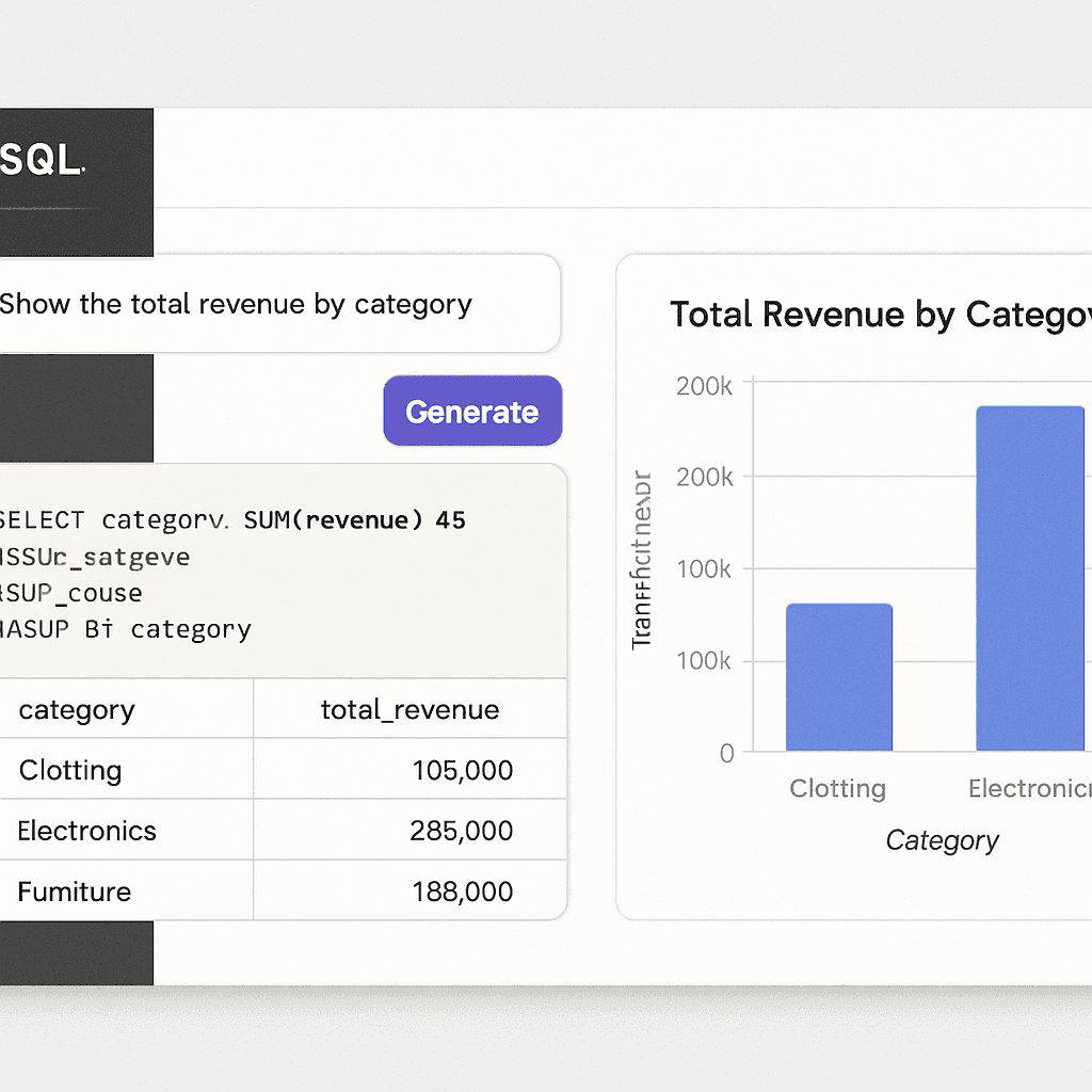 AI2SQL tool interface with data analytics