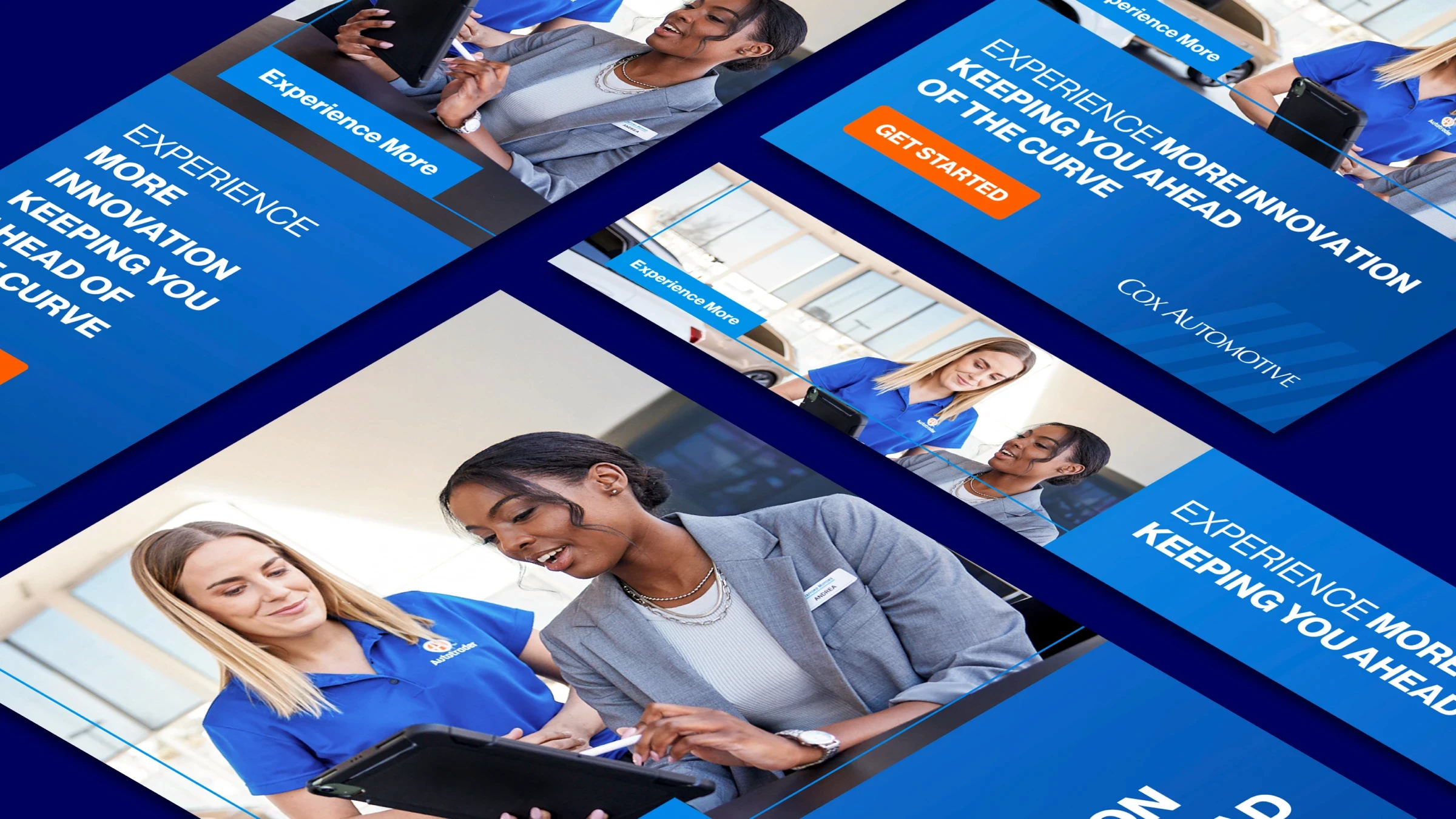 Visual display of multiple ad sizes for Cox Automotive campaigns