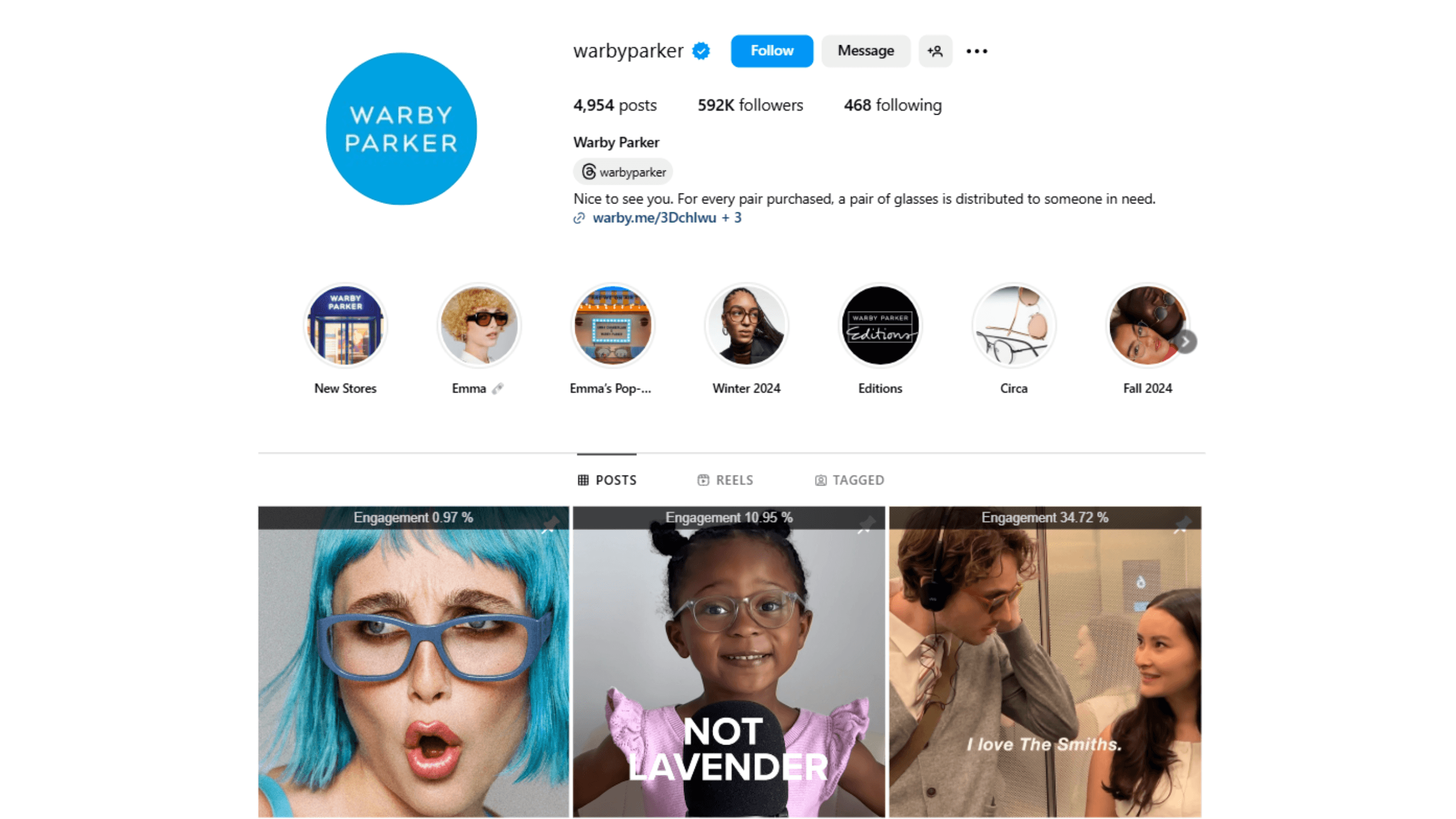 Warby Parker Instagram Page - Micro-influencer marketing examples