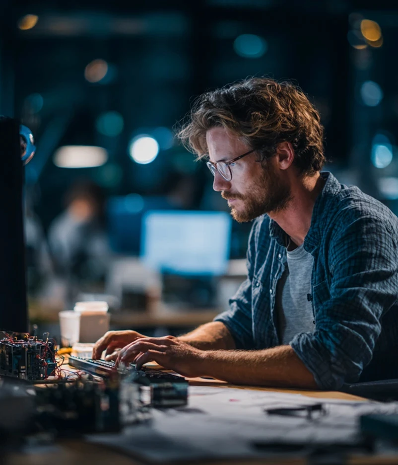 Man using a computer