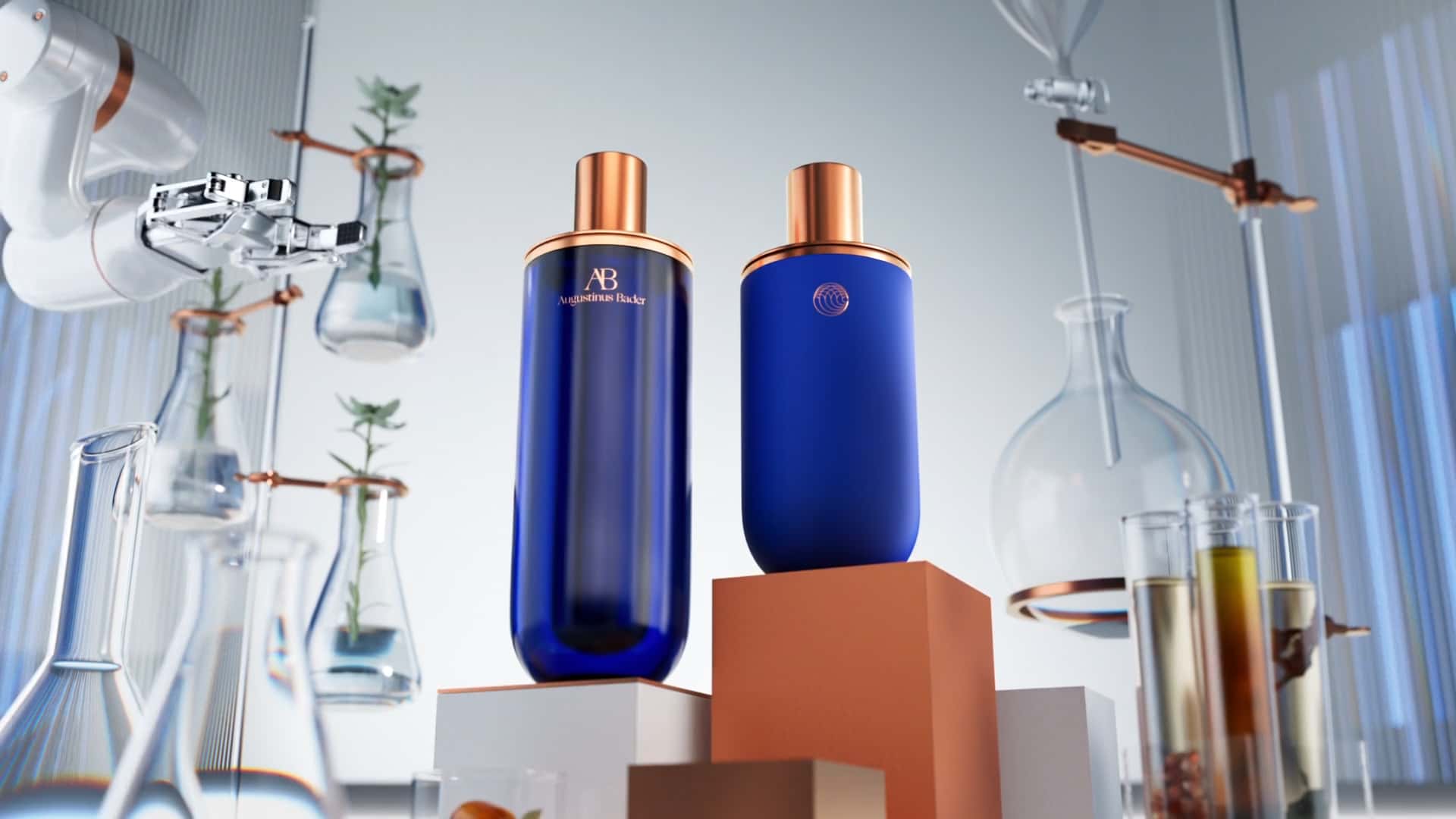 Mainframe luxury work: augustinus bader set within a sculpted CGI brand world for immersive luxury campaign skincare launches.