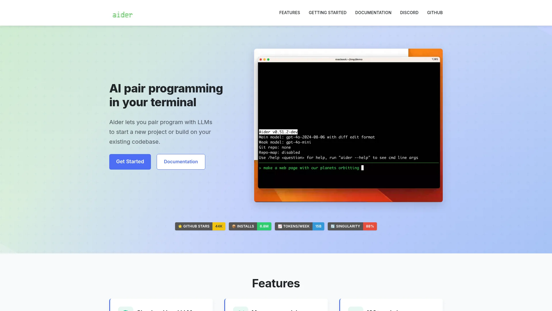 Aider open-source AI pair programming tool homepage