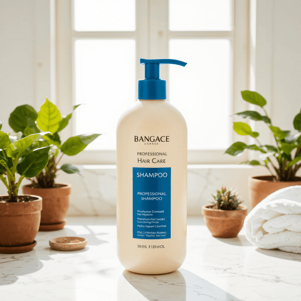 product photography of a bottle of professional hair care shampoo