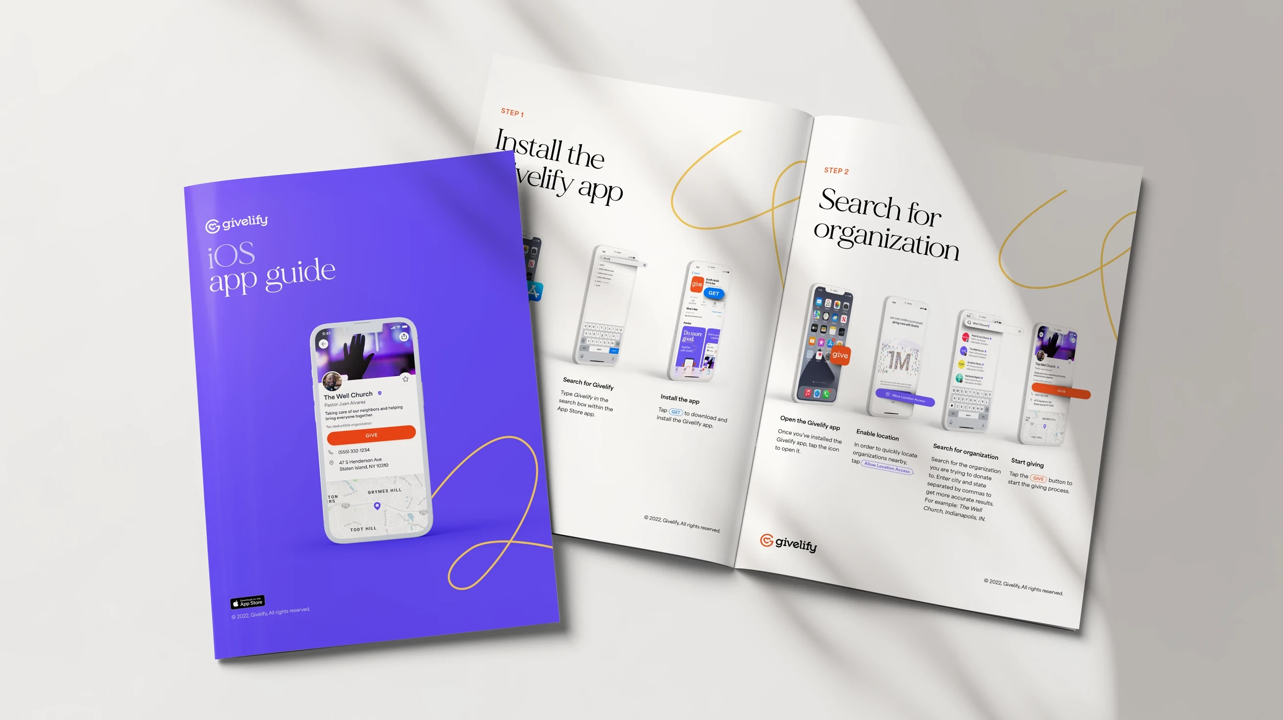 A professional photo of Givelify's app guide brochure