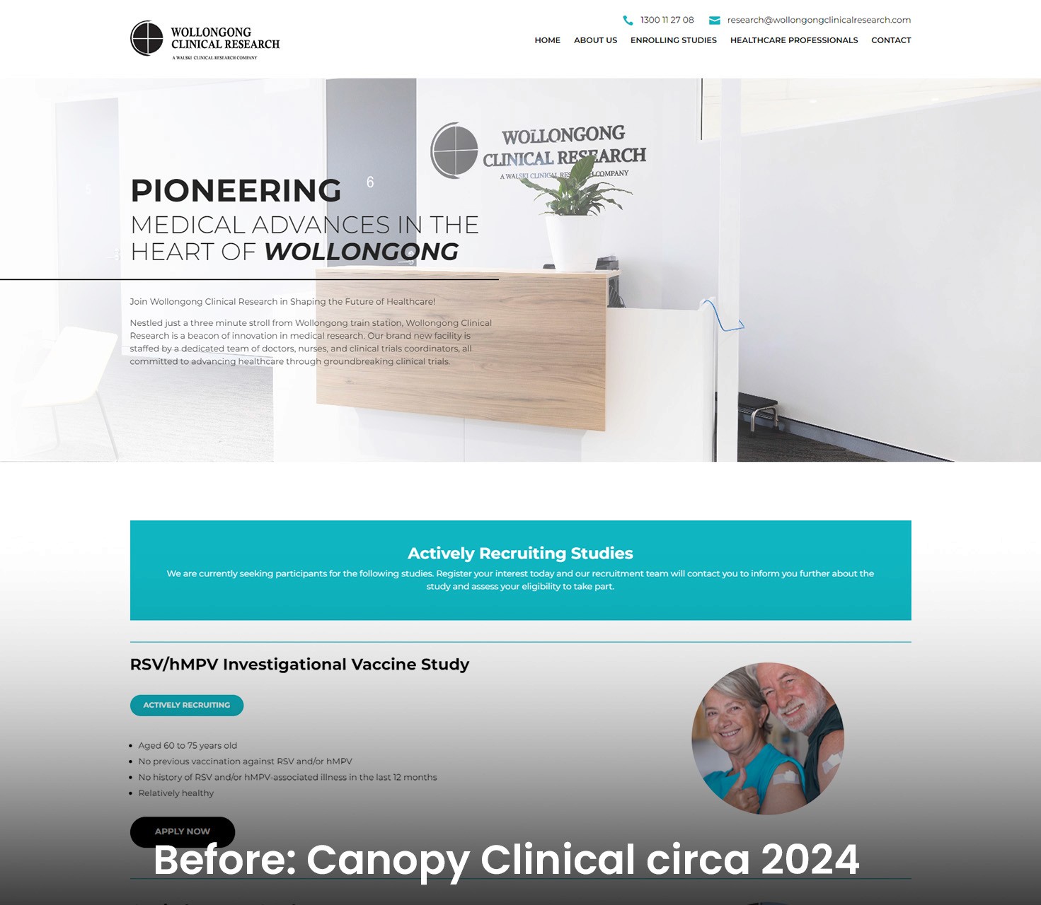 Canopy CR Clinical Research Website Before UX Consultant Audit Sydney 