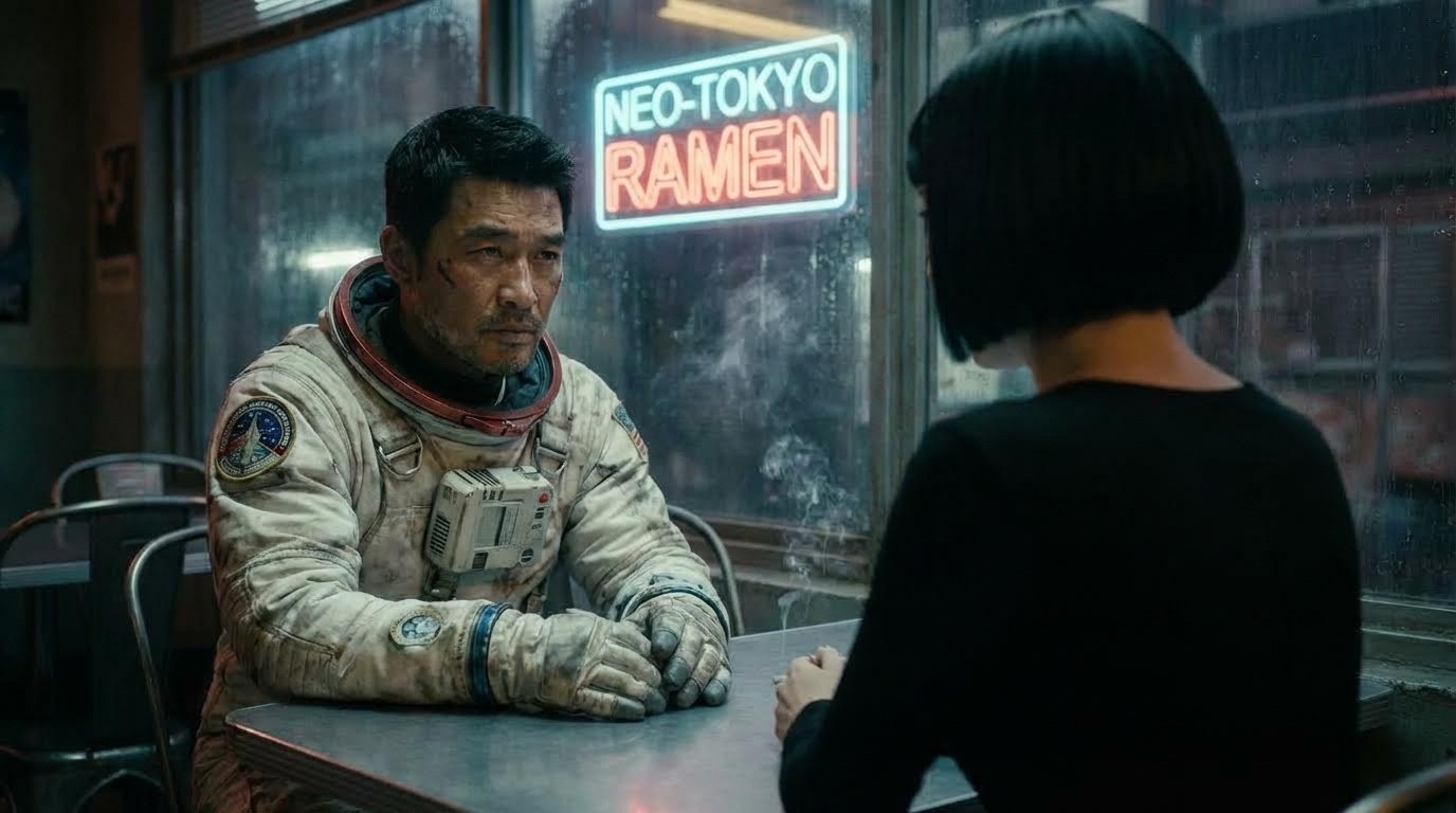 "Medium shot of the man [image1], over the left shoulder of the woman[image1]. He is positioned on the LEFT side of the frame, looking towards the woman"