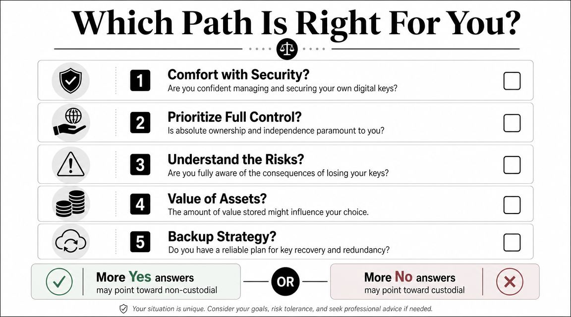A checklist titled Which Path Is Right For You to help determine between custodial and non-custodial options.
