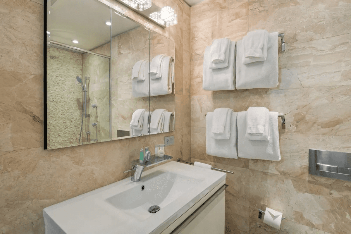 bright and spacious bathroom at Contra House, perfect for group stays in a private Key West retreat