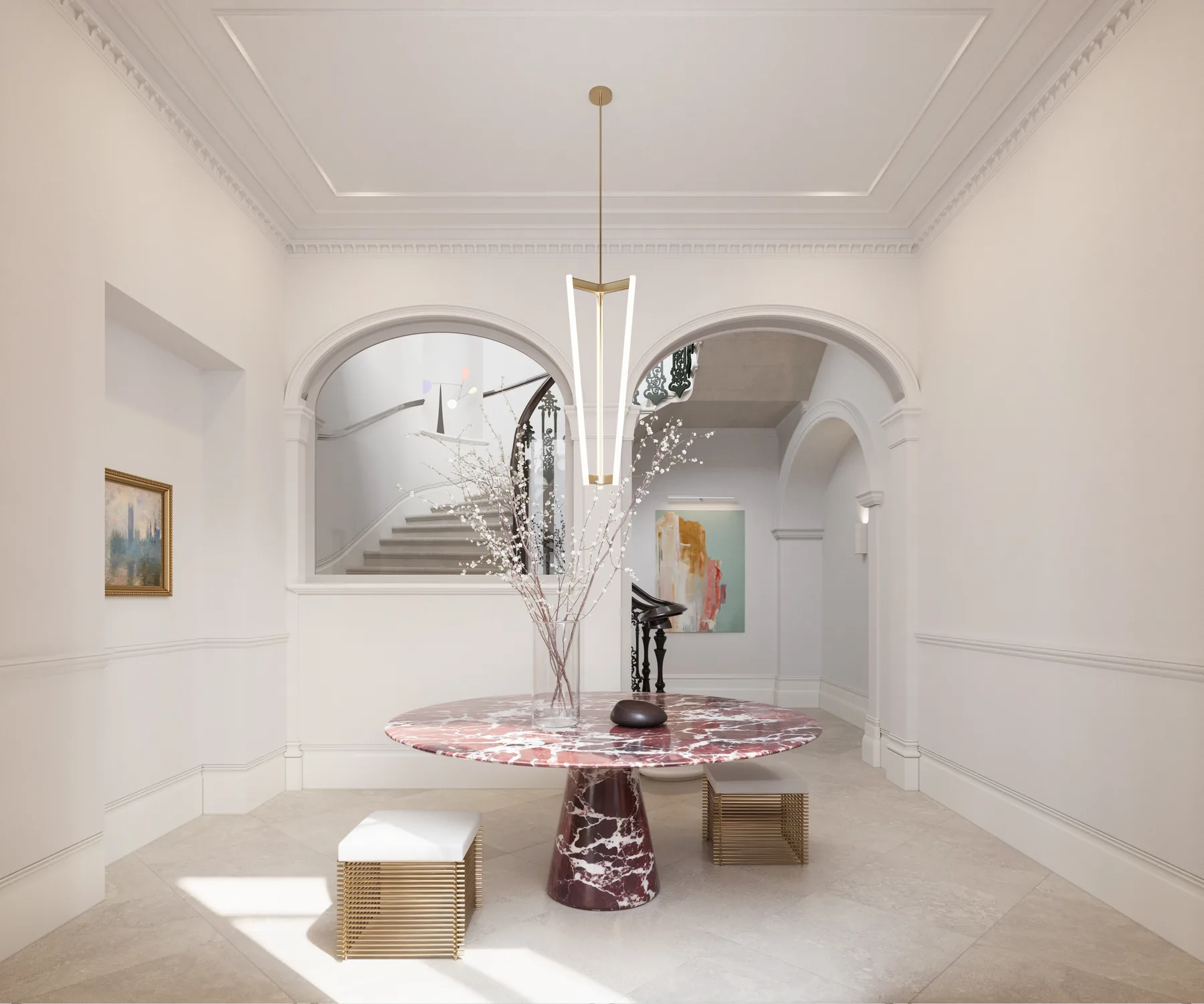 Luxury apartment interior with classical proportions and contemporary finishes — Leinster House rendering