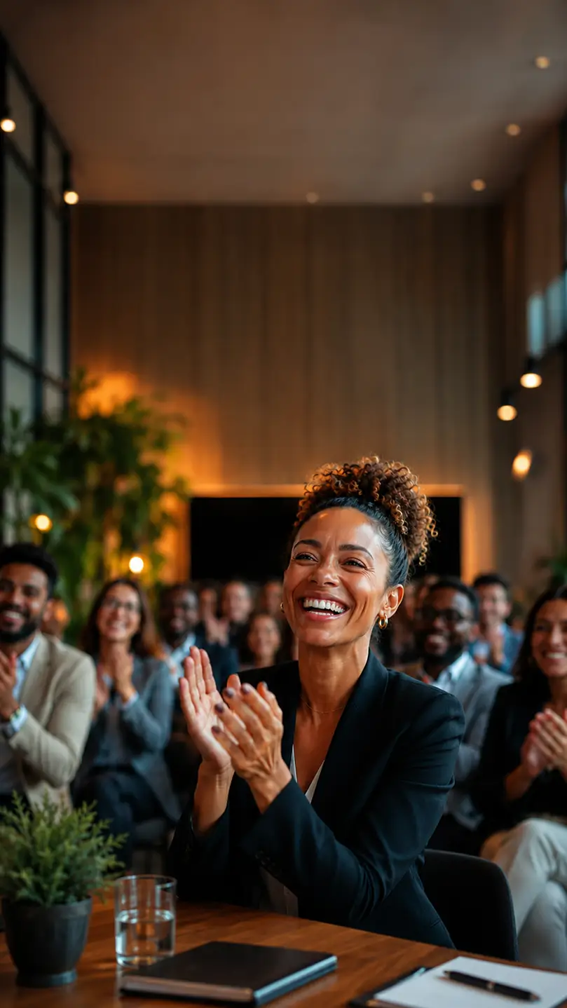 Engaged, postive audience for a pitch presentation