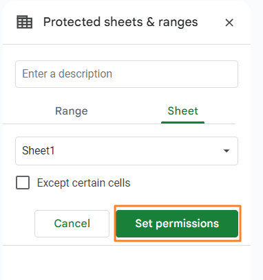 Click on “Set permissions”