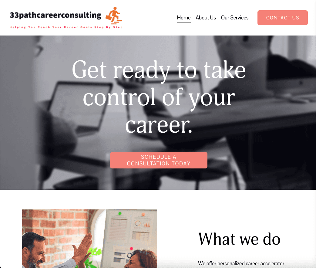 Squarespace Portfolio, 33pathcareerconsulting website