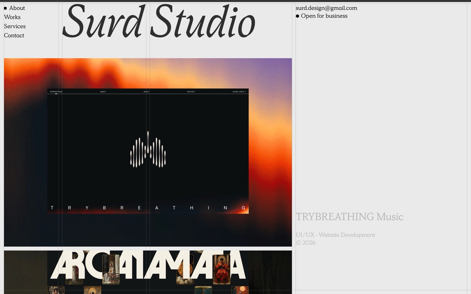 Surd Studio Portfolio section screenshot