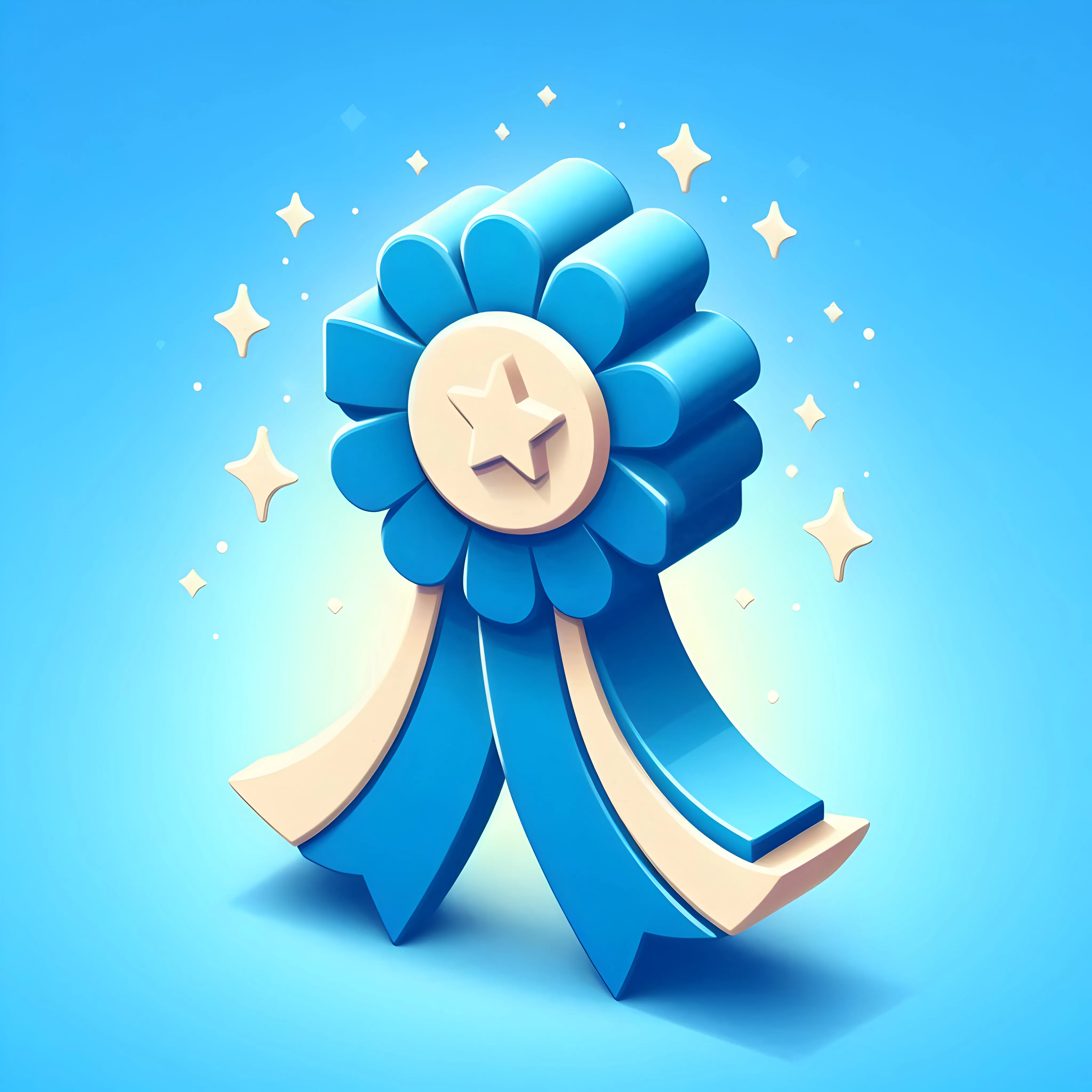 3D illustration of a blue and gold premium award ribbon badge representing IICRC certification for cleaning standards.
