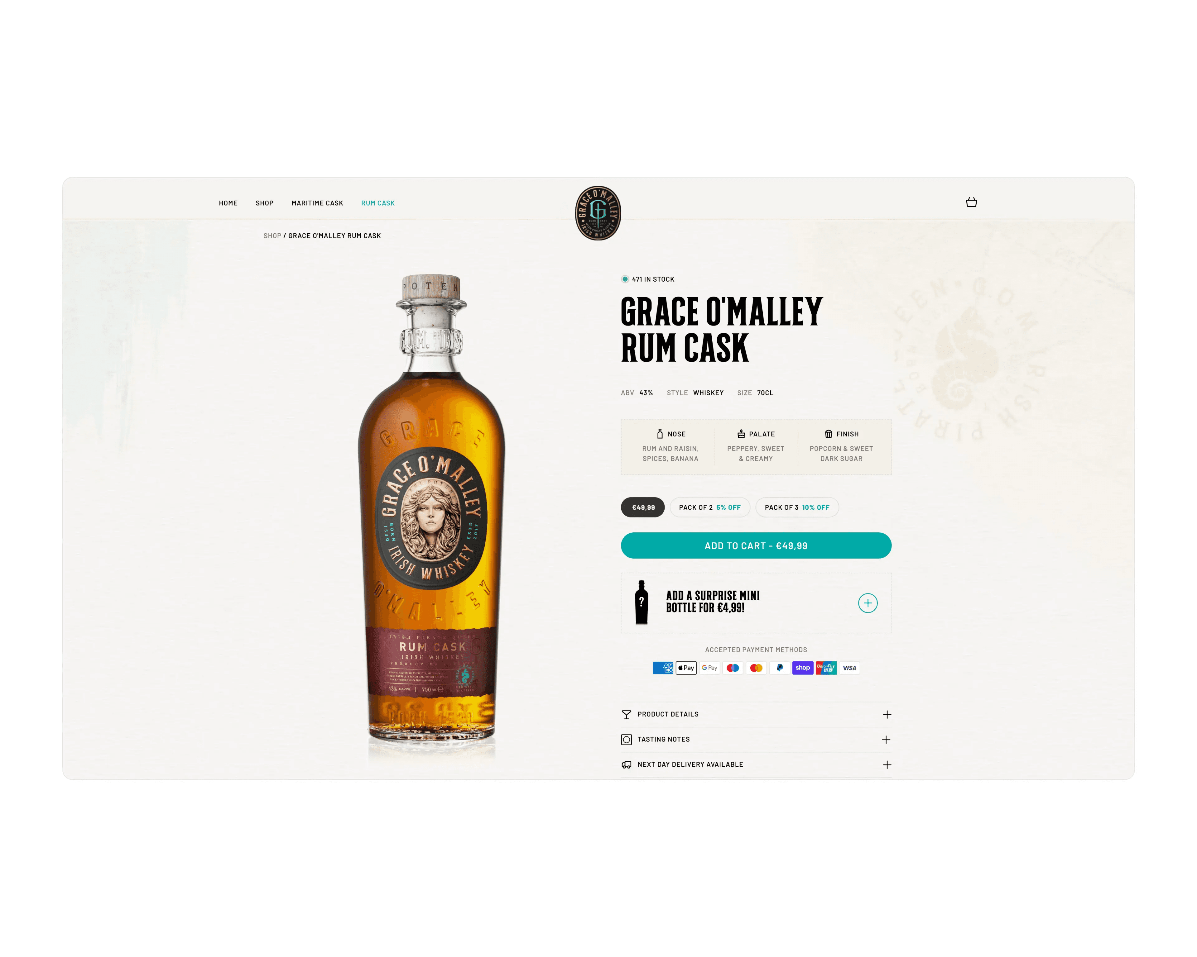 Grace O’Malley Whisky website screenshot