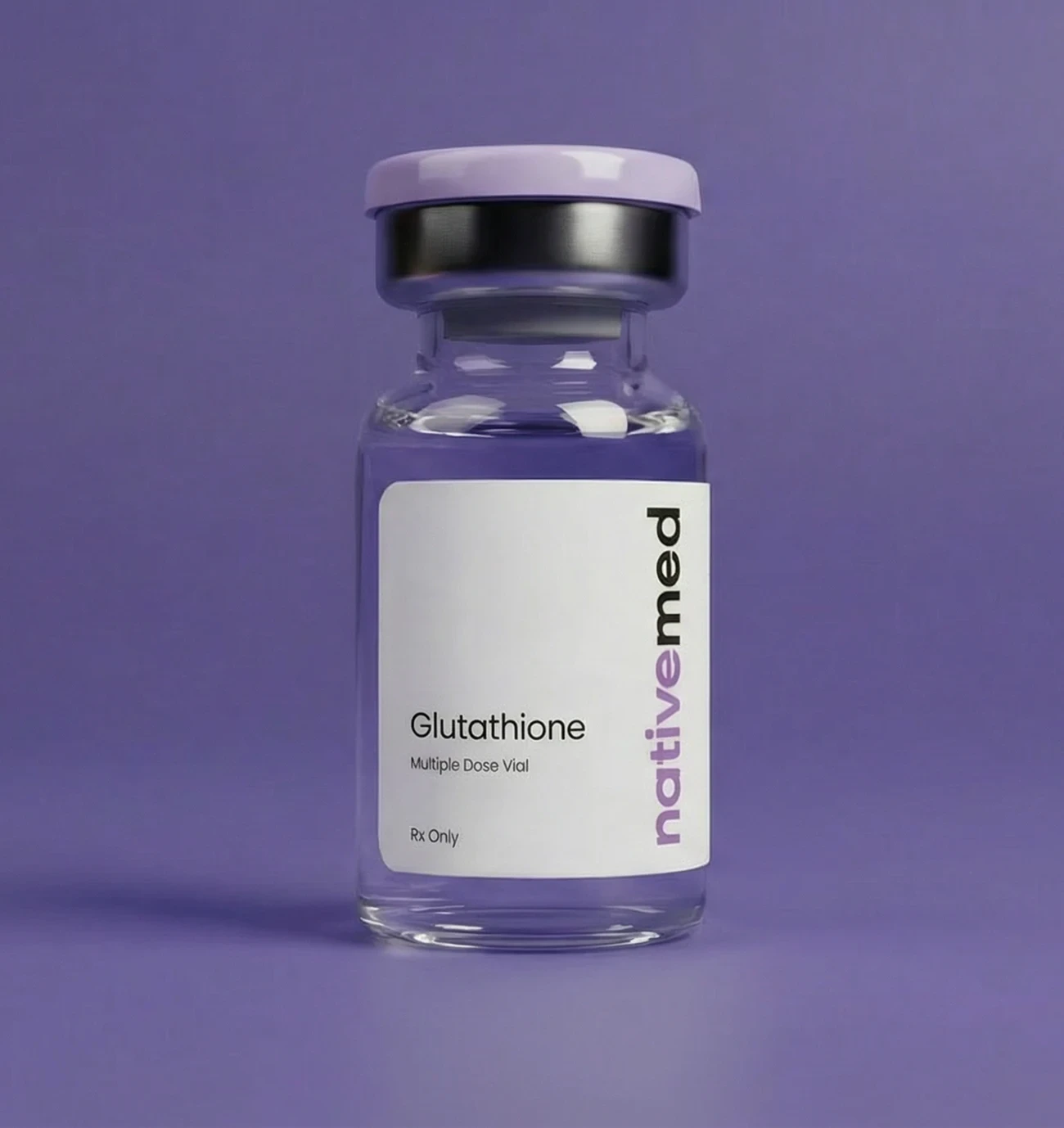 Close-up of a Glutathione multiple-dose vial